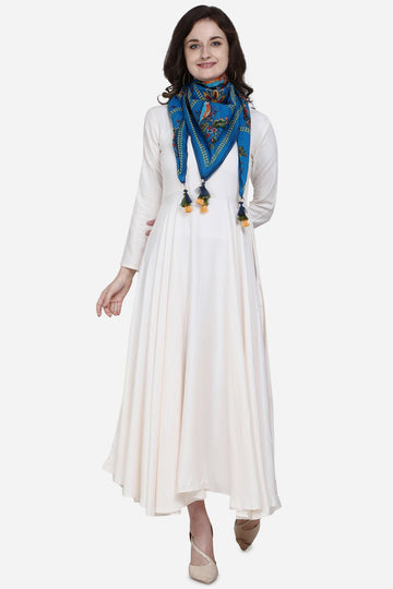 Ethnic Print Blue Color Pure Cotton Scarf